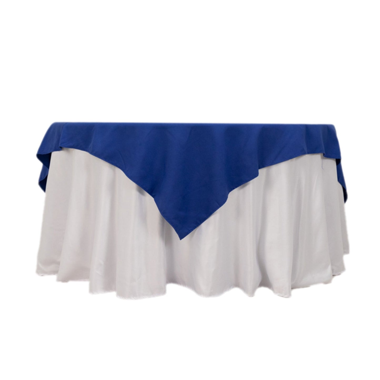 Cotton Blend 70"x70" Table Overlay Square Tablecloth Royal Blue - Wrinkle-Resistant Fabric Table Topper