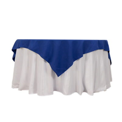 Cotton Blend 70"x70" Table Overlay Square Tablecloth Royal Blue - Wrinkle-Resistant Fabric Table Topper