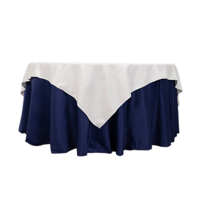 Cotton Blend 70’’x70’’ Table Overlay Square Tablecloth White - Wrinkle-Resistant Fabric for Modern Table Decor
