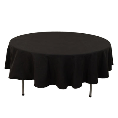 Cotton Blend 90’’ Round Tablecloth Black - Wrinkle-Resistant Table Cover - Tablecloths
