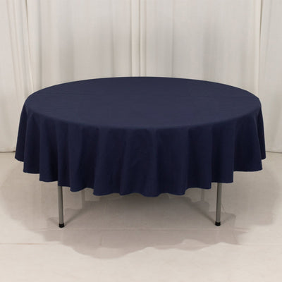 Cotton Blend 90’’ Round Tablecloth Navy Blue - Wrinkle-Resistant Table Cover - Tablecloths