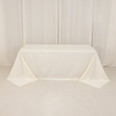 Cotton Blend 90’’x132’’ Rectangle Tablecloth Ivory - Seamless Wrinkle-Resistant Table Cover - Tablecloths