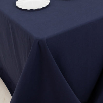 Cotton Blend 90’’x132’’ Rectangle Tablecloth Navy Blue - Seamless Wrinkle-Resistant Table Cover - Tablecloths