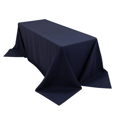 Cotton Blend 90’’x132’’ Rectangle Tablecloth Navy Blue - Seamless Wrinkle-Resistant Table Cover - Tablecloths