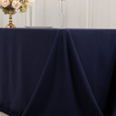Cotton Blend 90’’x156’’ Rectangle Tablecloth Navy Blue - Seamless Wrinkle-Resistant Table Cover - Tablecloths