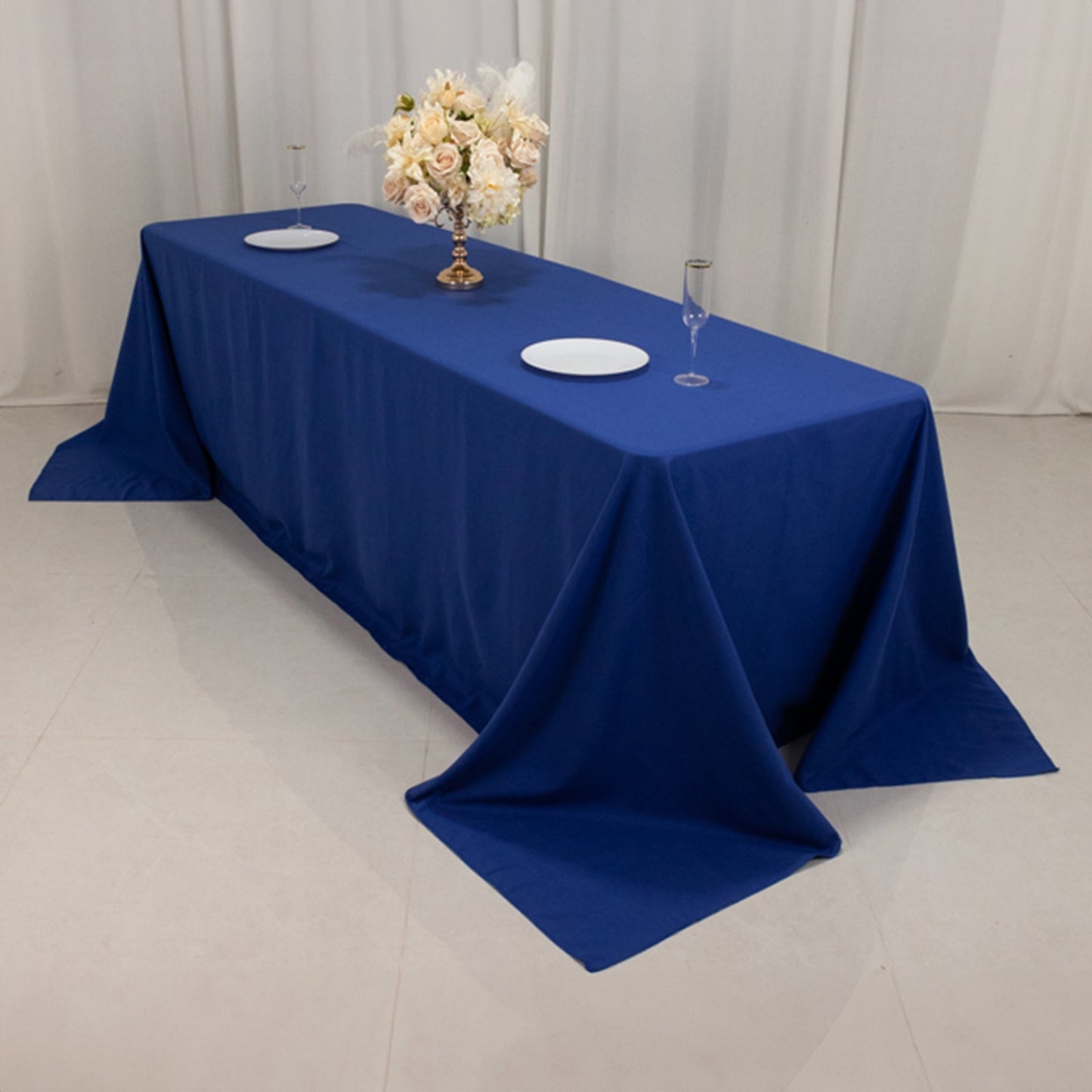Cotton Blend 90"x156" Rectangle Tablecloth Royal Blue - Seamless Wrinkle-Resistant Table Cover