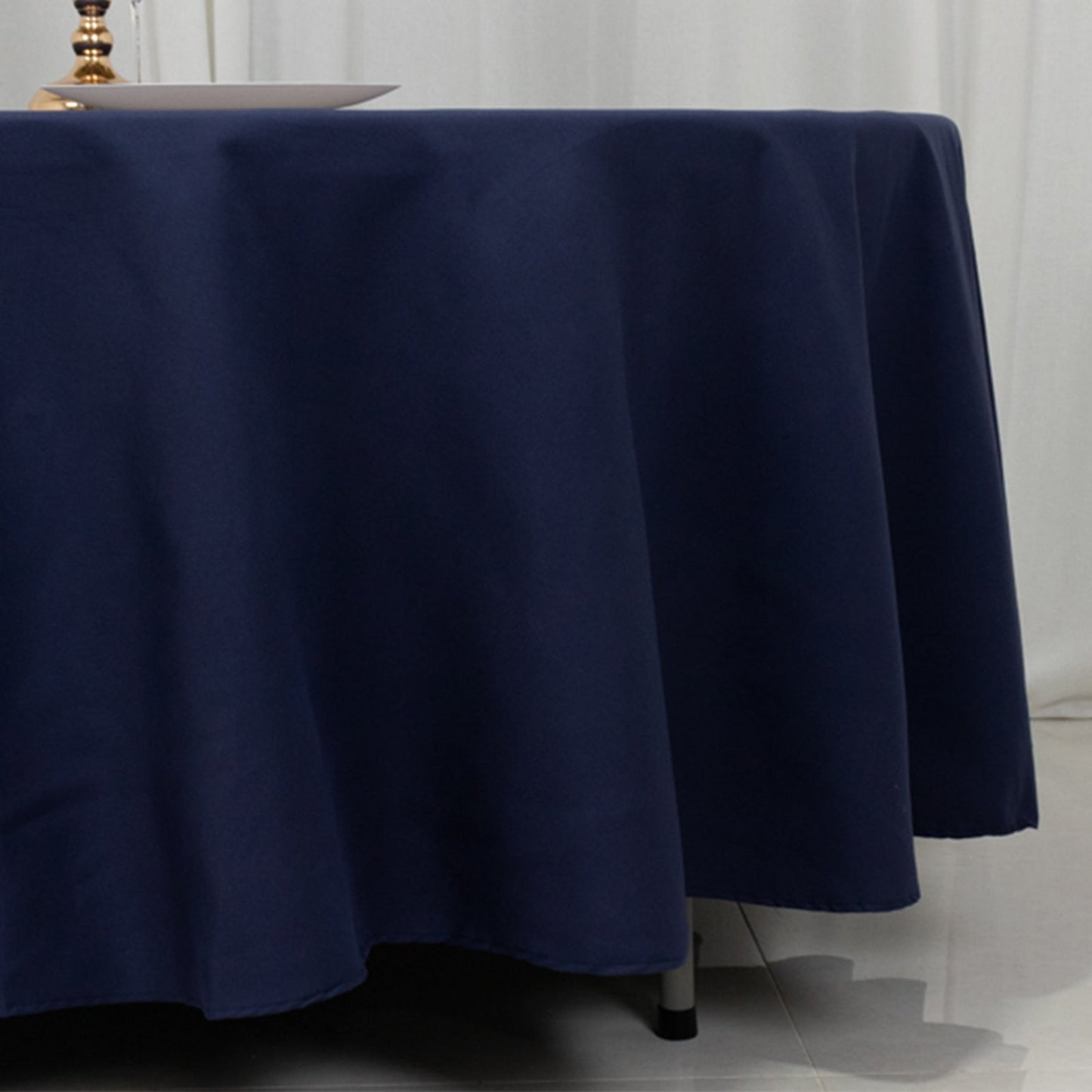 Cotton Blend 108" Round Tablecloth Navy Blue - Wrinkle-Resistant Design