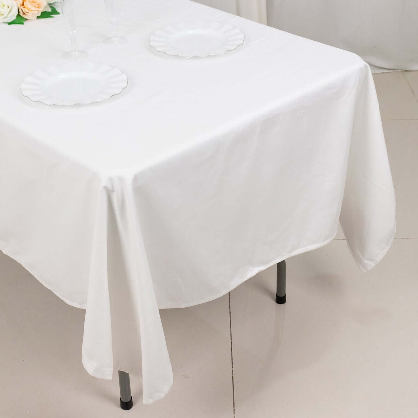 100% Cotton 60"x102" Rectangle Tablecloth White Linen - Soft & Breathable Table Cover