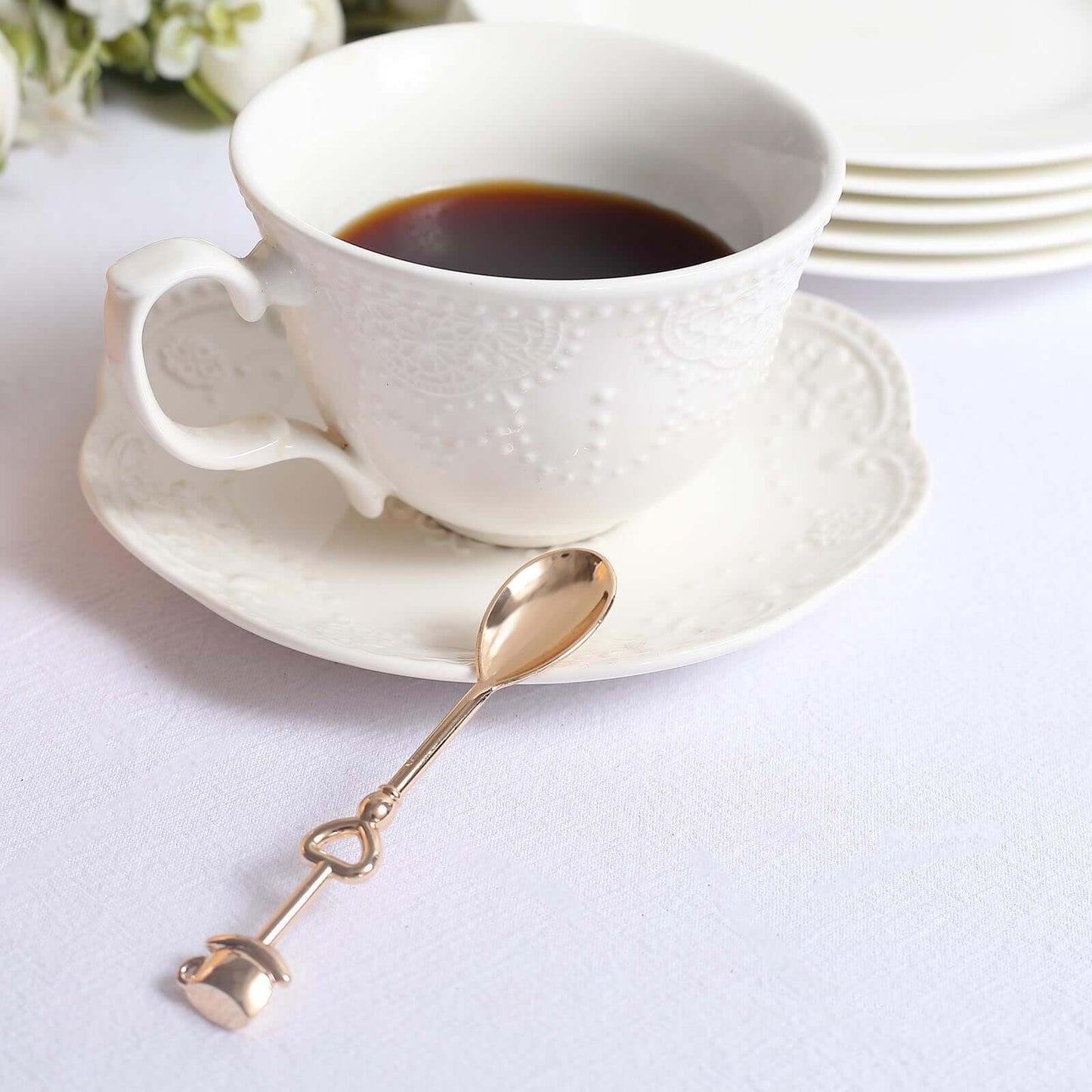 2 Pack 4" Gold Metal Couple Coffee Spoon Set Party Favors, Pre-Packed Wedding Souvenir Gift