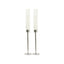 2-Pack Silver Metal Taper Candlestick Holders, Clear Glass Hurricane Candle Stands With Chimney Candle Shades 20"