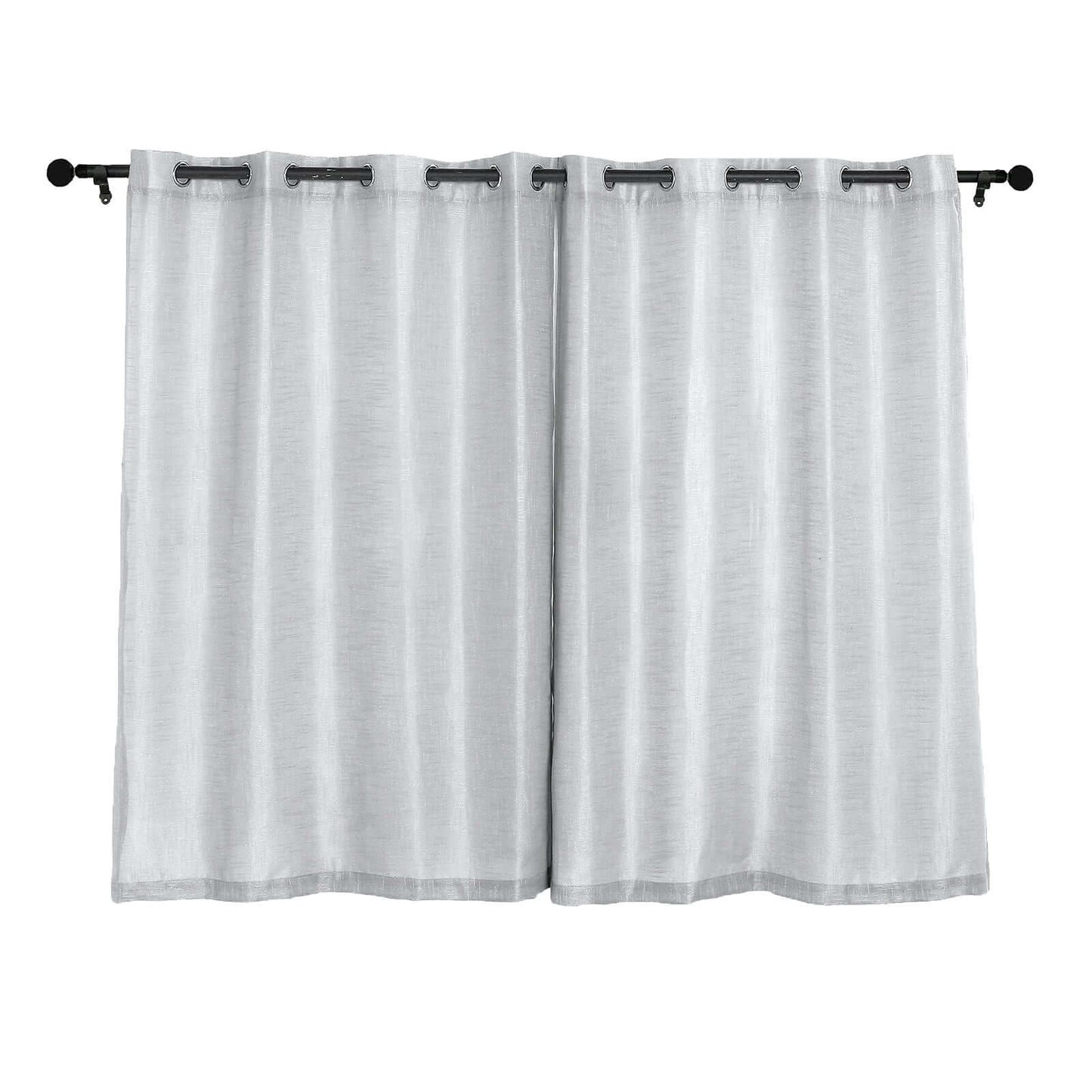 2 Pack Handmade Silver Faux Linen Curtains 52"x64", Curtain Panels With Chrome Grommets