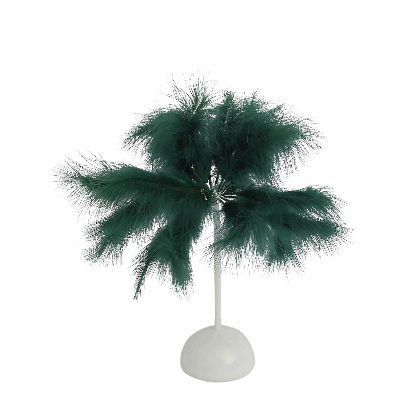 Table Lamp Feather Design Hunter Emerald Green LED Battery Operated - Cordless Wedding Centerpiece 15"