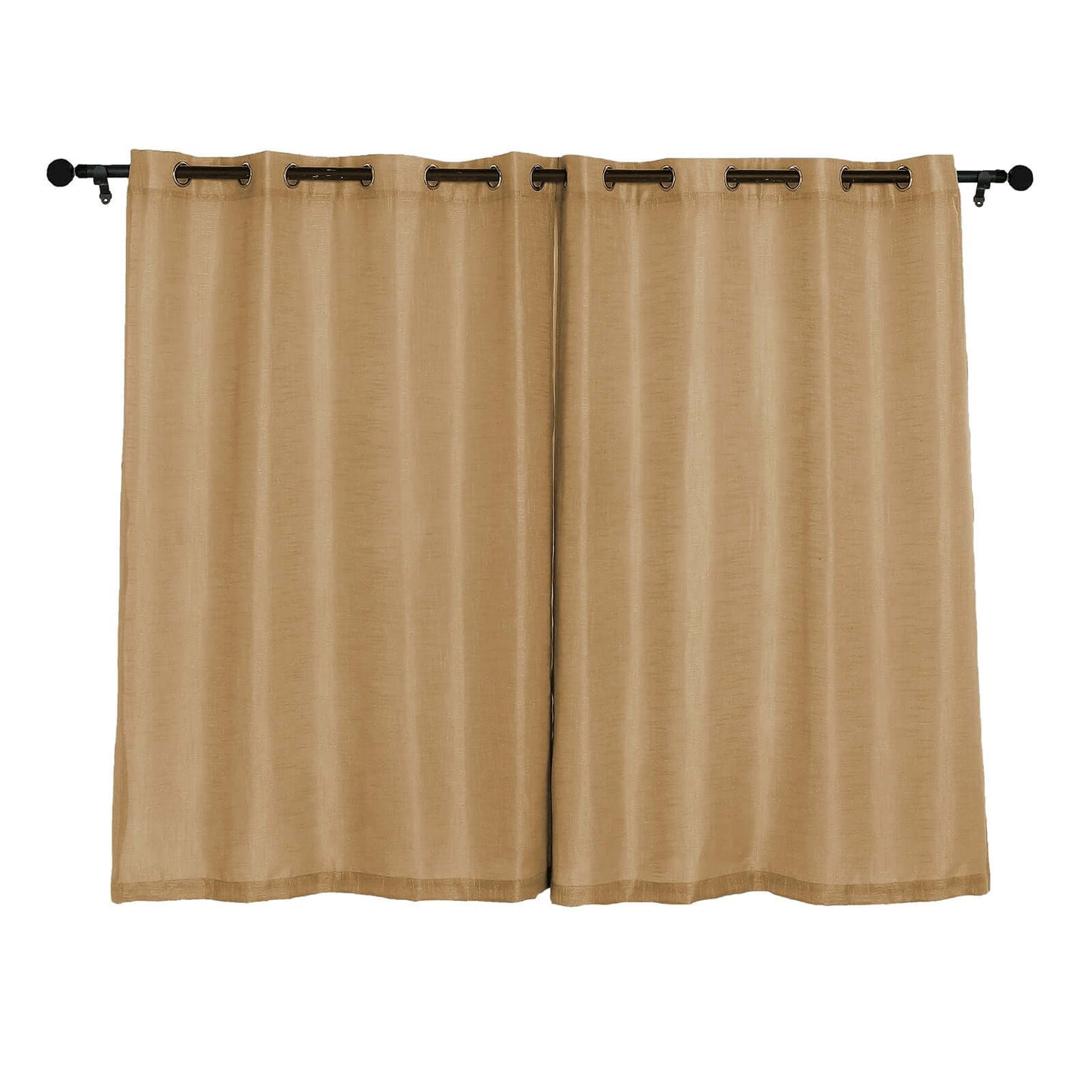 2 Pack Handmade Natural Faux Linen Curtains 52"x64", Curtain Panels With Chrome Grommets