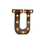 LED Marquee Letter "U" Industrial Style Antique Black - Light-Up Alphabet Sign for Weddings & Displays 9"