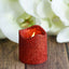 12-Pack LED Votive Candles Glittered Red Design - Reusable Flameless Battery Operated Lights