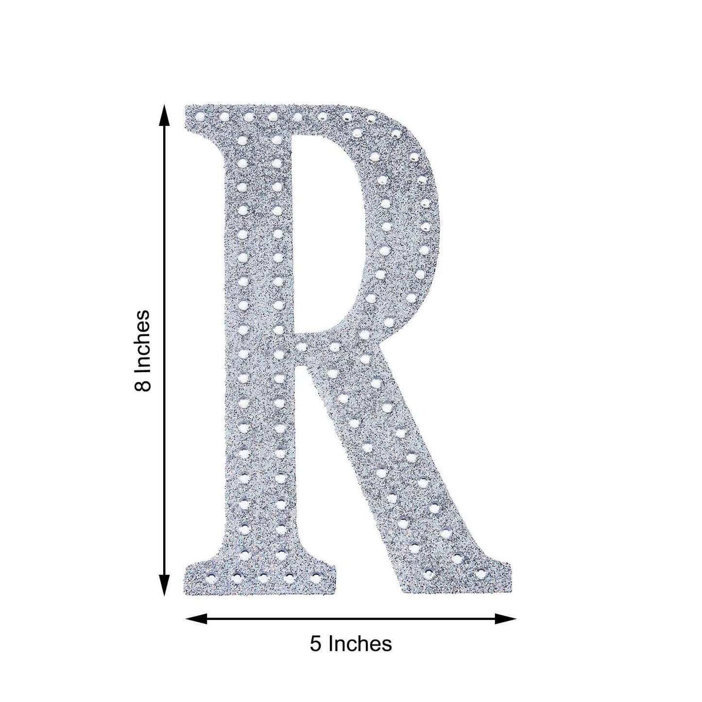 Decorative Rhinestone Alphabet "R" Letter Stickers, Glitter Adhesive Craft Letters Silver DIY Sparkle Embellishments 8"