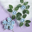 24 Roses 2" Dusty Blue Artificial Foam Flowers With Stem Wire and Leaves