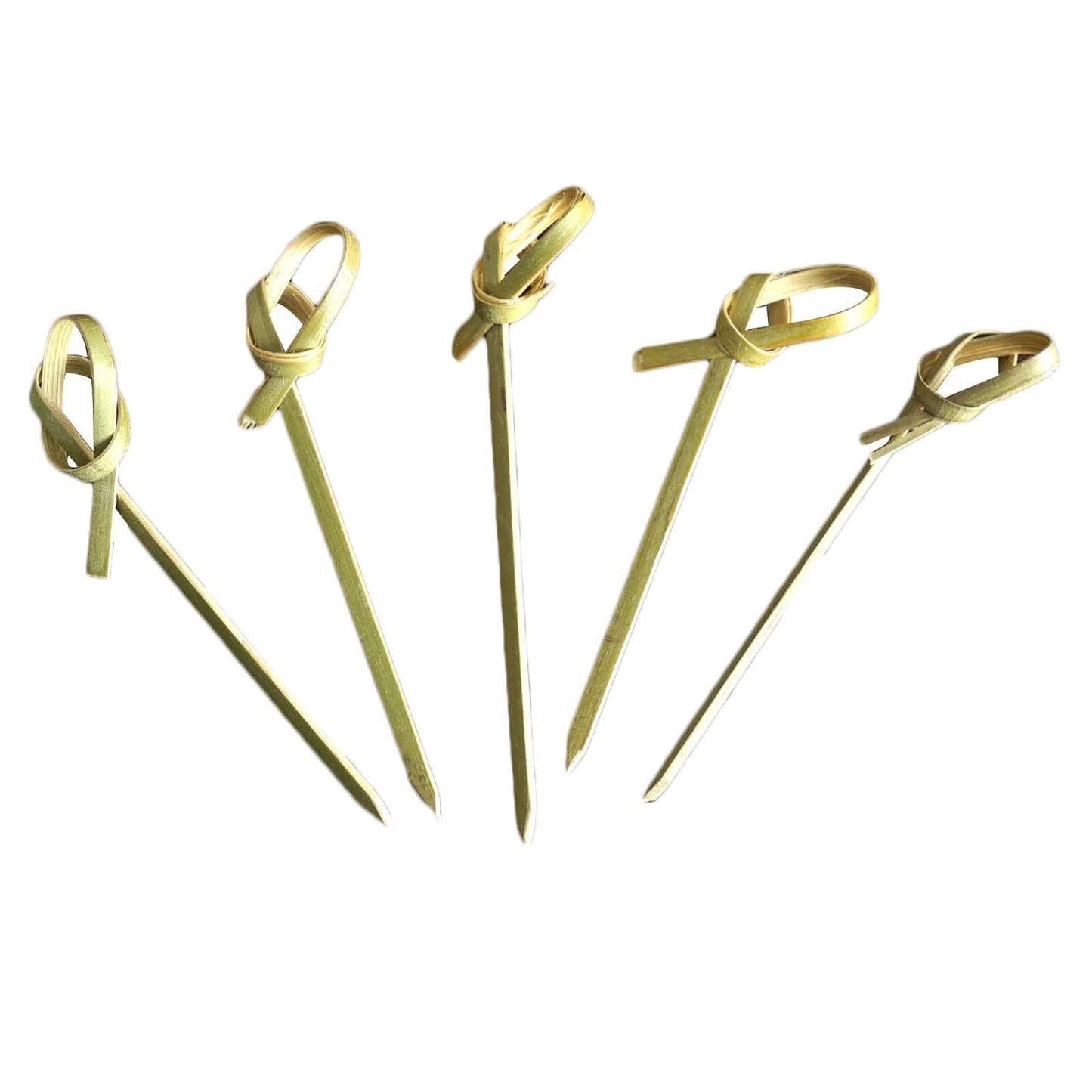 100-Pack Bamboo Skewers Knotted Style - Natural Eco Friendly Wooden Cocktail Picks for Food Display Party Snacks & Outdoor Cooking 3.5"