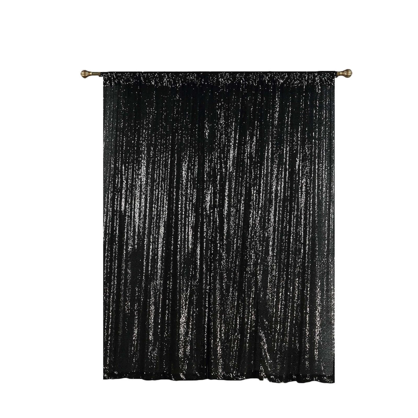 2 Pack Black Sequin Curtains With Rod Pocket Window Treatment Panels - 52"x84â€