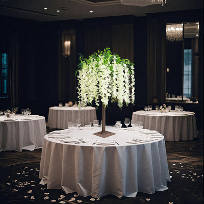 Cream Artificial Wisteria Tree â€“ 4ft Cascading Silk Flowers with Natural Trunk for Weddings Receptions & Event