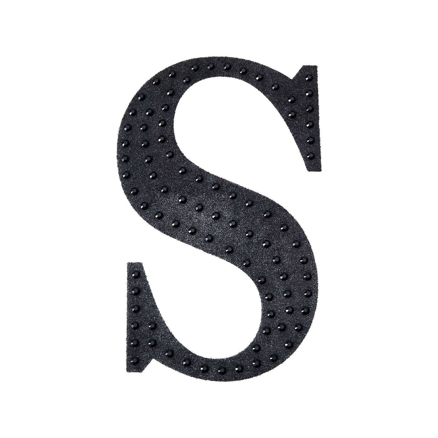 Decorative Rhinestone Alphabet "S" Letter Stickers, Glitter Adhesive Craft Letters Black DIY Sparkle Embellishments 8"