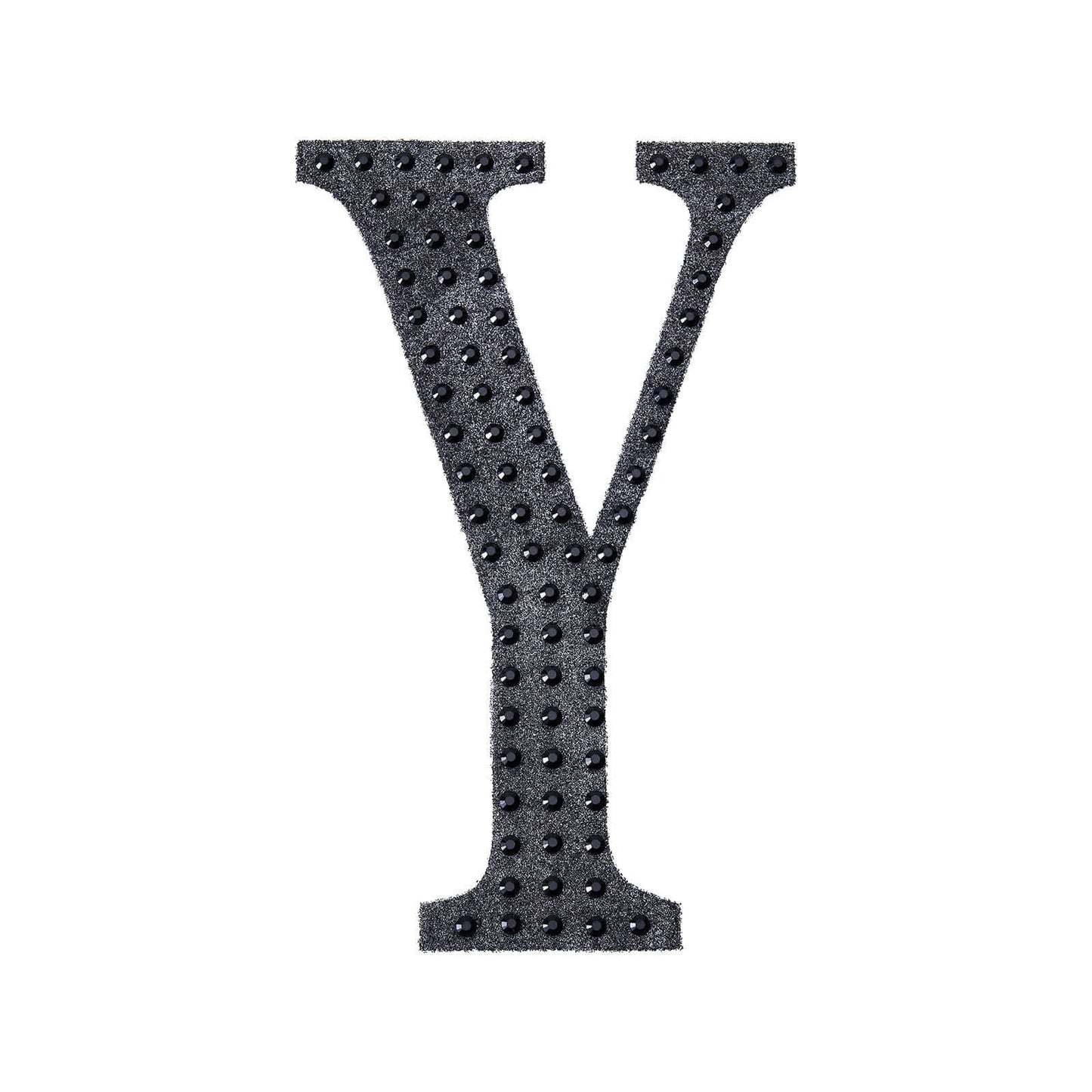 Decorative Rhinestone Alphabet "Y" Letter Stickers, Glitter Adhesive Craft Letters Black DIY Sparkle Embellishments 6"
