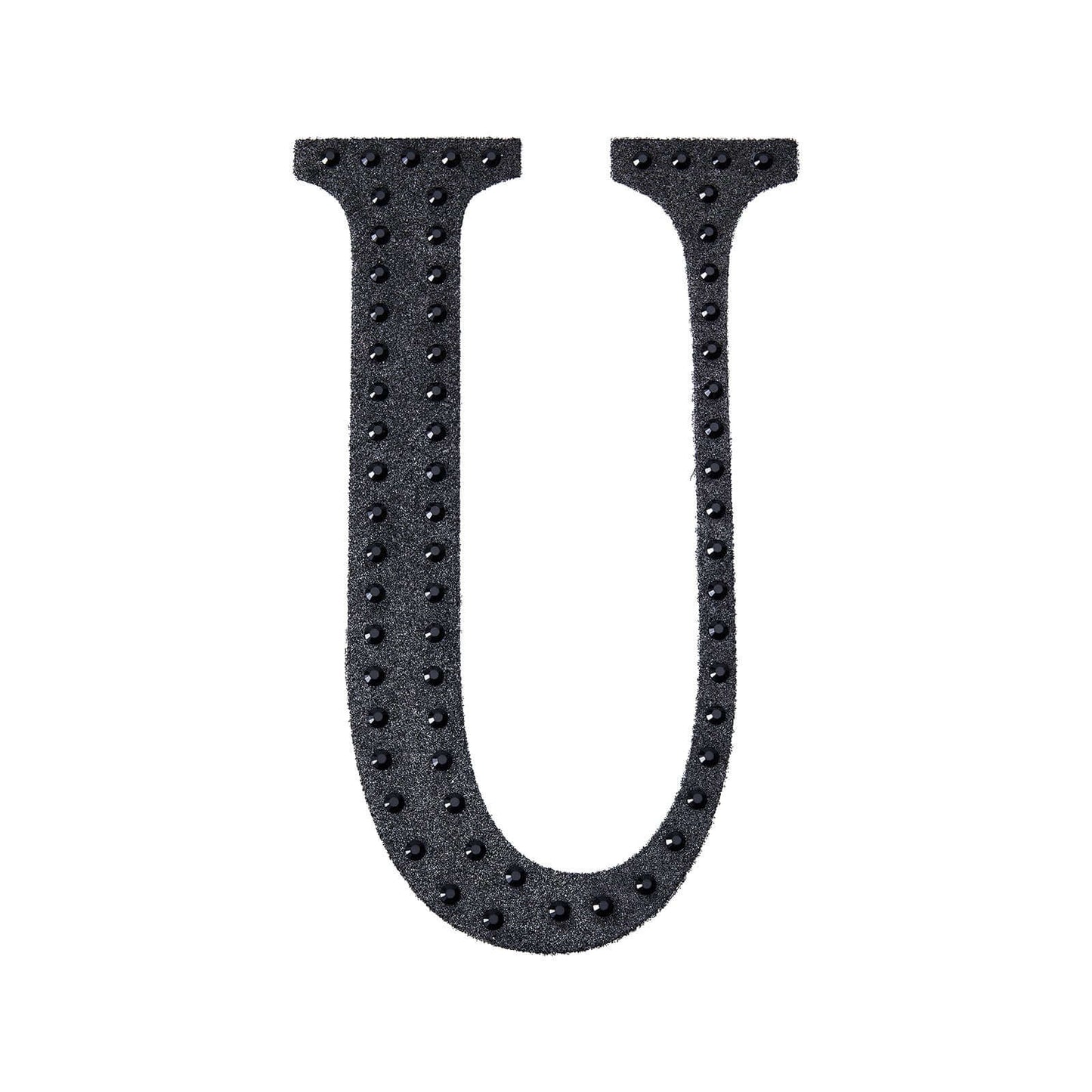 Decorative Rhinestone Alphabet "U" Letter Stickers, Glitter Adhesive Craft Letters Black DIY Sparkle Embellishments 4"