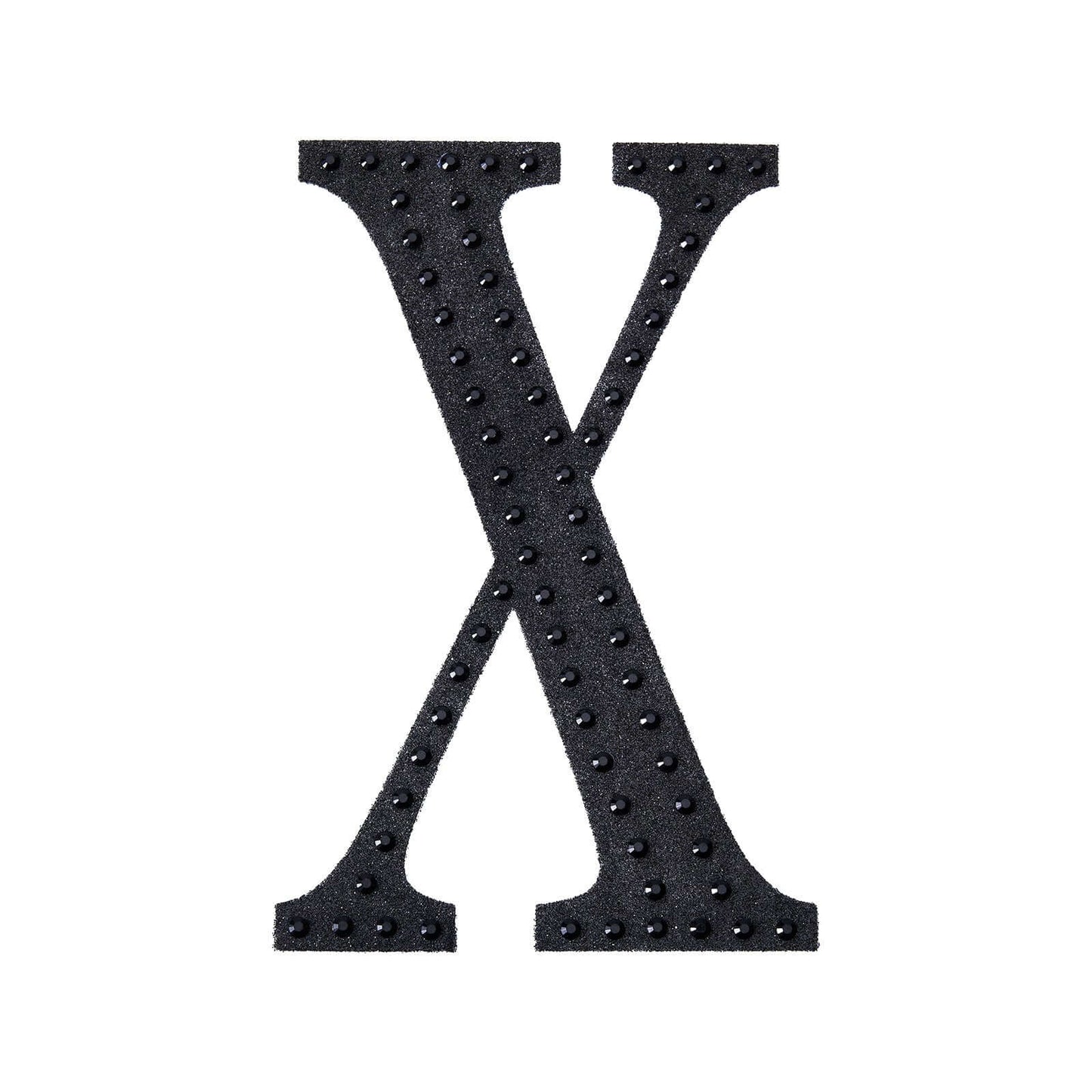 Decorative Rhinestone Alphabet "X" Letter Stickers, Glitter Adhesive Craft Letters Black DIY Sparkle Embellishments 8"