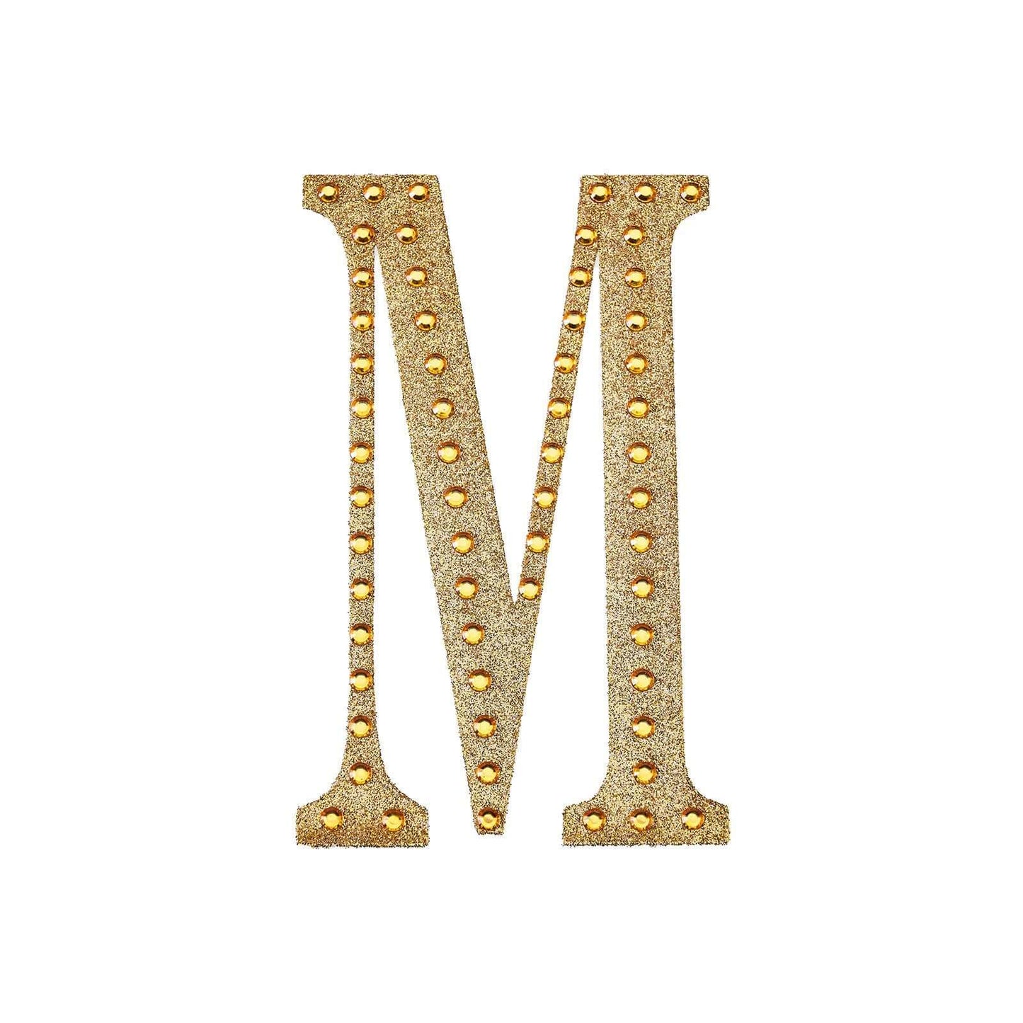 Decorative Rhinestone Alphabet "M" Letter Stickers, Glitter Adhesive Craft Letters Gold DIY Sparkle Embellishments 4"