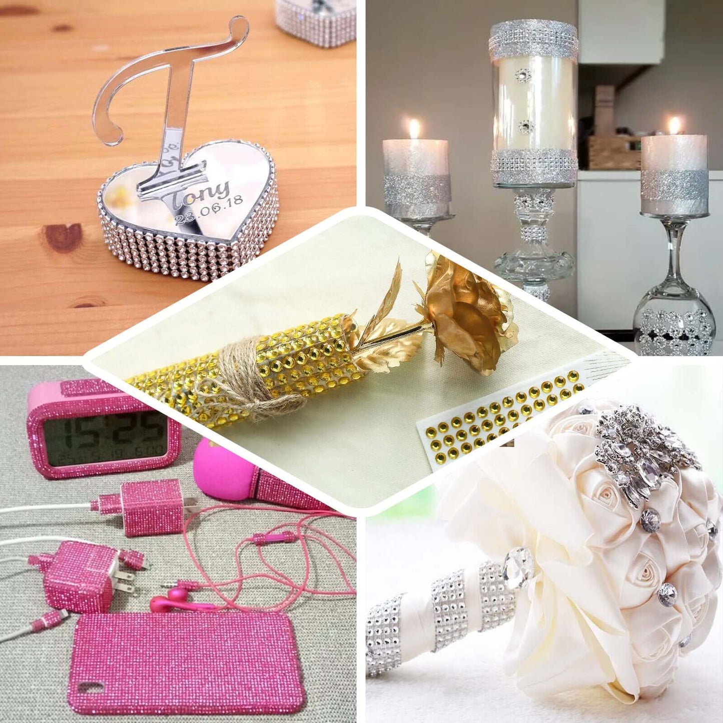 21â€x11â€ Blush Self Adhesive Rhinestone Diamond Sticker Wrap Sheets, DIY Craft Gem Stickers