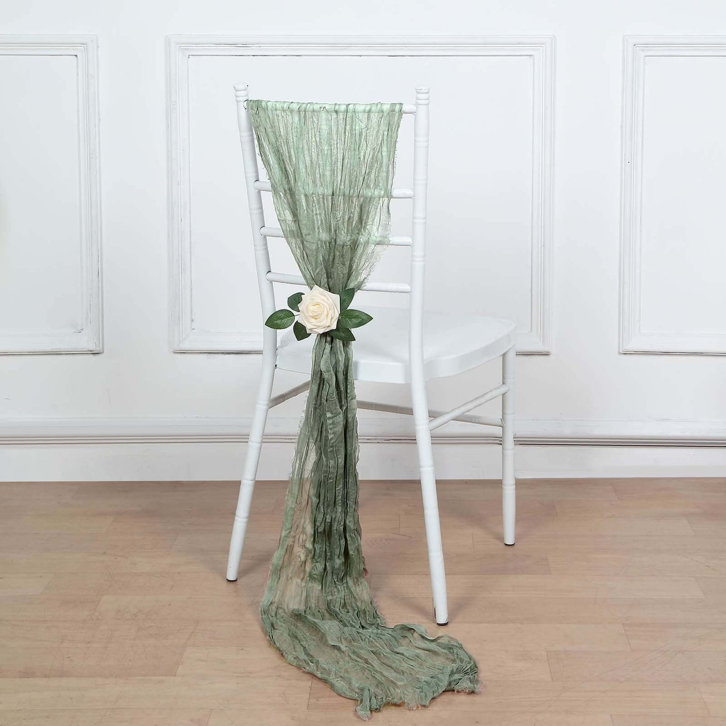 5 Pack Cheesecloth Gauze 16"x88" Chair Sashes Dusty Sage Green - Boho Chair Decorations