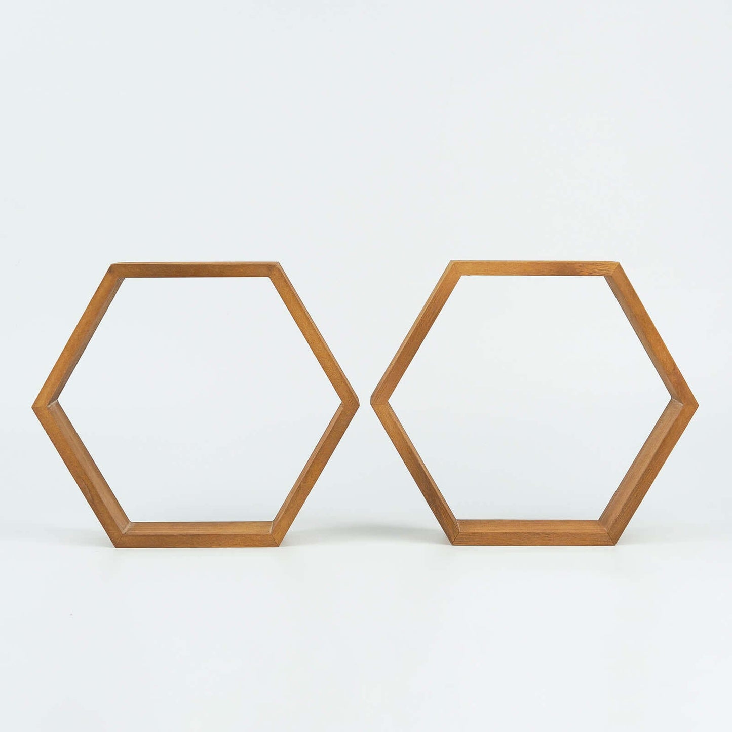 2 Pack 9" Tall Hexagon Rustic Wood Centerpiece Natural Geometric Terrarium Honeycomb Storage Shelf