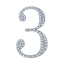 Decorative Rhinestone Number "3" Stickers, Glitter Adhesive Craft Numbers Silver DIY Sparkle Embellishments 4"