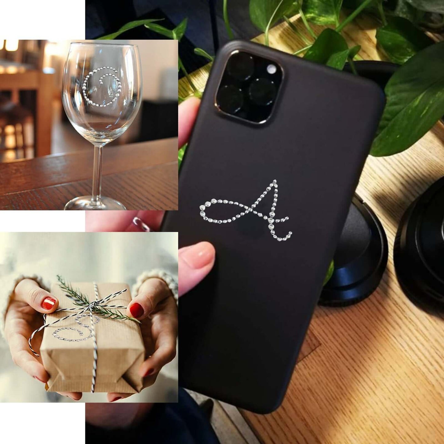 12 Pack 1.5" Clear Rhinestone Monogram Letter Jewel Sticker Self Adhesive DIY Diamond Decor - Z