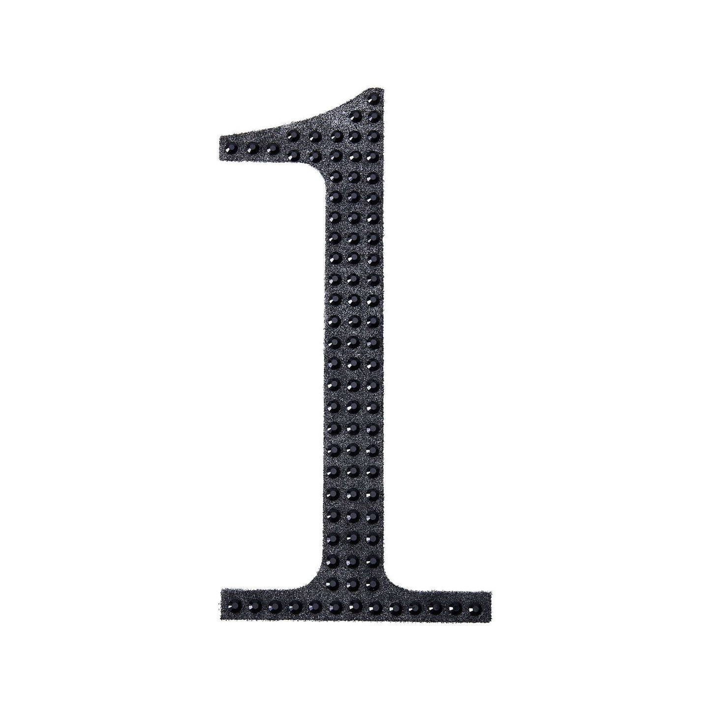 Decorative Rhinestone Number "1" Stickers, Glitter Adhesive Craft Numbers Black DIY Sparkle Embellishments 6"