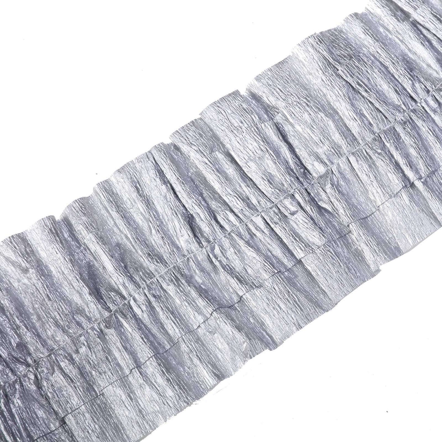 3 Rolls 28ft Silver Ruffled Tissue Paper Party Streamers, Crepe Paper Backdrop Decorations