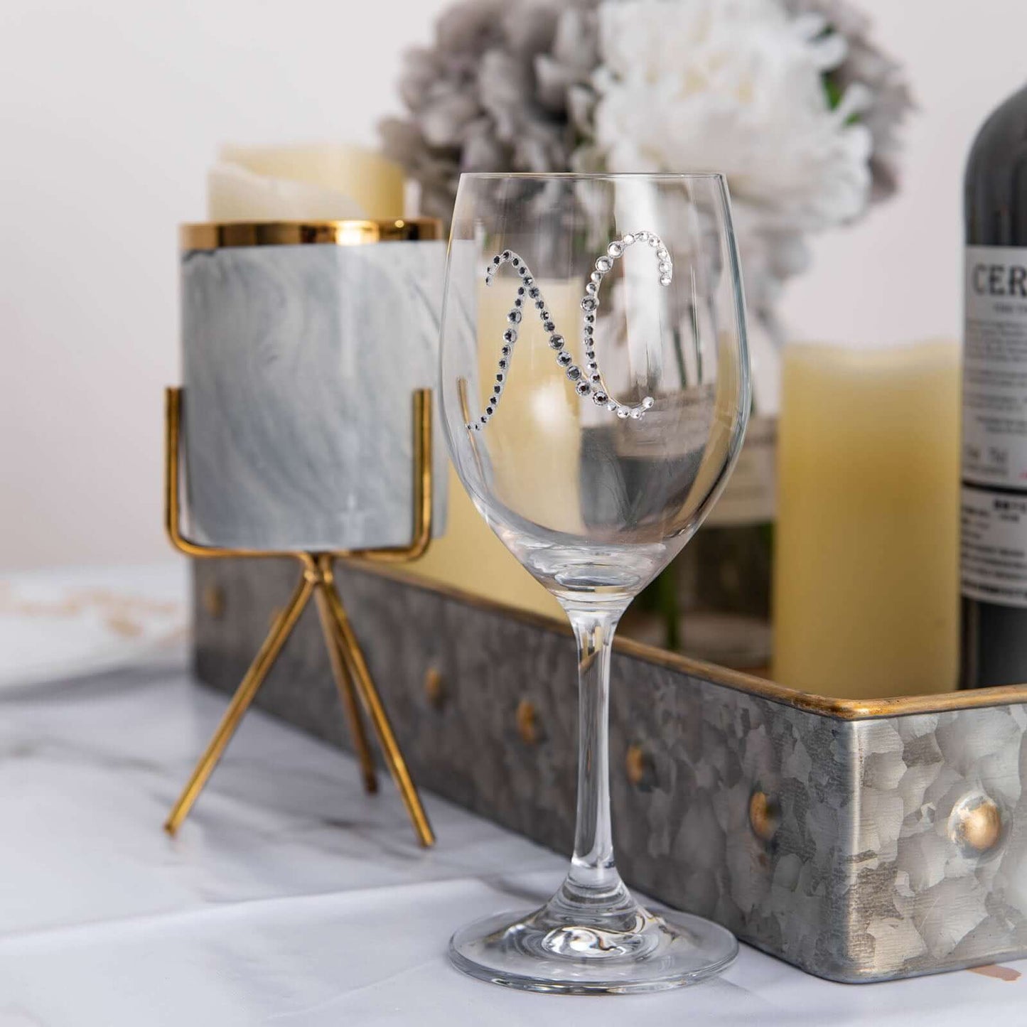 12 Pack 1.5" Clear Rhinestone Monogram Letter Jewel Sticker Self Adhesive DIY Diamond Decor - M