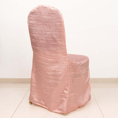 Crinkle Crushed Taffeta Chair Cover for Banquet Chairs Dusty Rose - Reusable Slipcover - Chair Covers