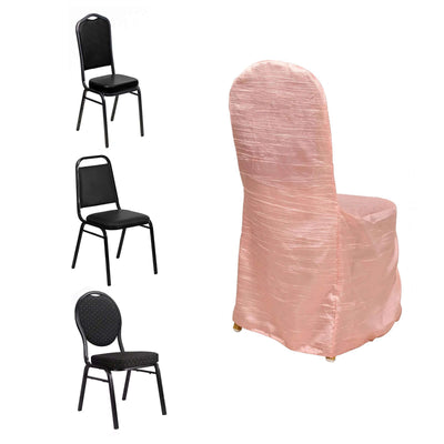 Crinkle Crushed Taffeta Chair Cover for Banquet Chairs Dusty Rose - Reusable Slipcover - Chair Covers