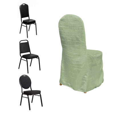Crinkle Crushed Taffeta Chair Cover for Banquet Chairs Sage Green - Reusable Slipcover - Chair Covers