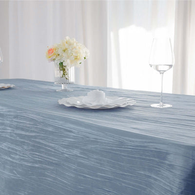Taffeta 60"x102" Rectangle Tablecloth Dusty Blue - Accordion Crinkle Table Cover