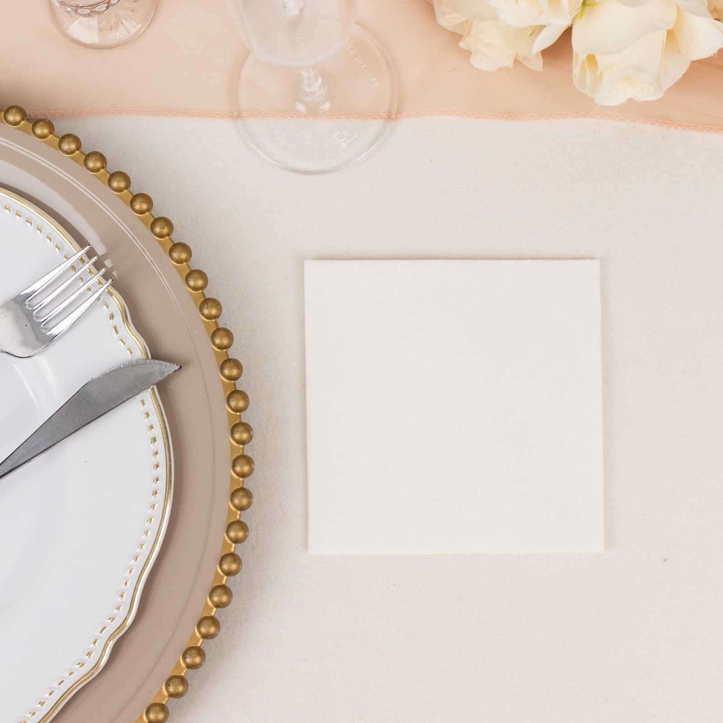 20 Pack Linen-Like Paper 5"x5" Napkins White - Highly Absorbent & Disposable Airlaid Beverage Napkins