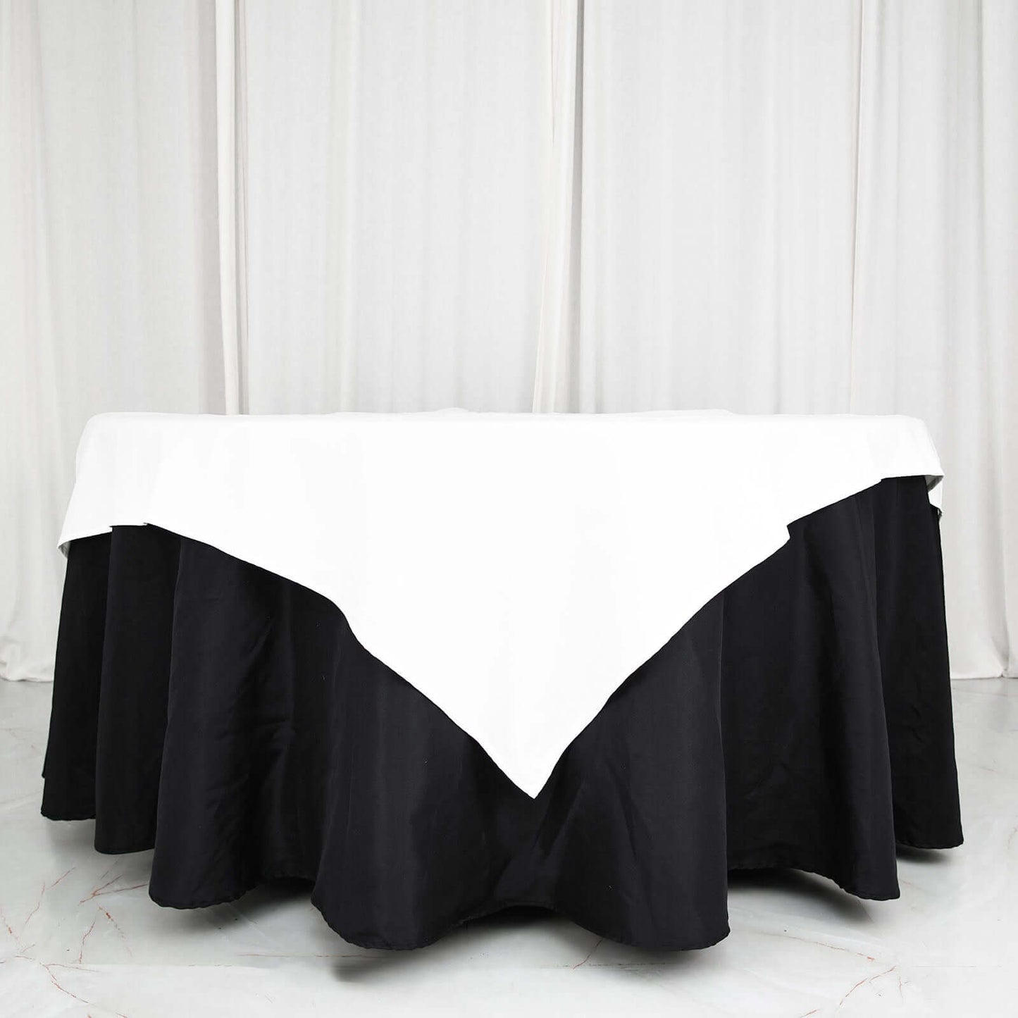 100% Cotton 54"x54" Table Overlay Square Tablecloth White Linen - Sophisticated, Soft & Breathable Fabric Table Topper
