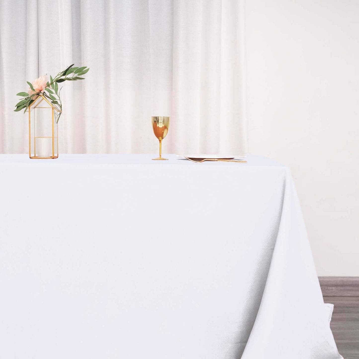 Polyester 90"x132" Rectangle Tablecloth White - Seamless Wrinkle-Resistant Design for Luxe Celebrations