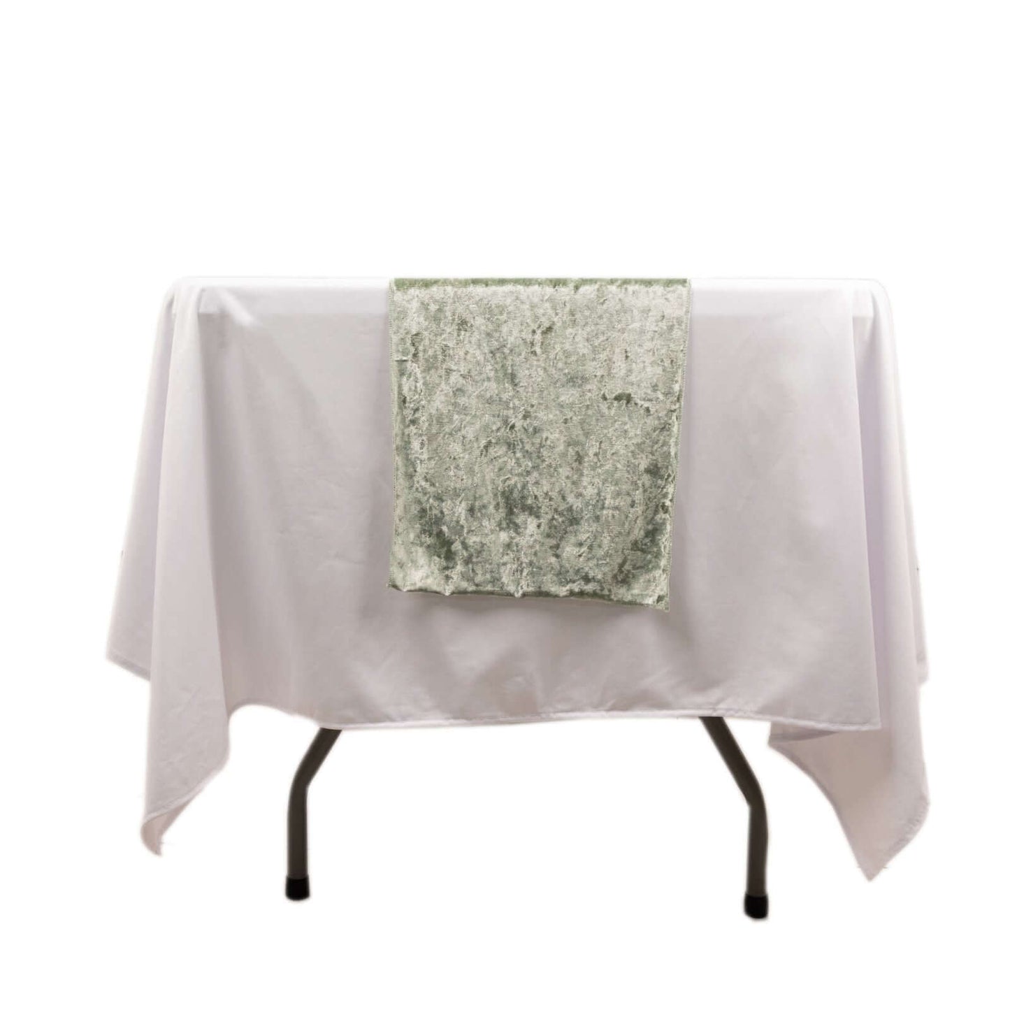 Premium Crushed Velvet 12"x108" Table Runner Sage Green - Soft & Wrinkle-Resistant Table Linen