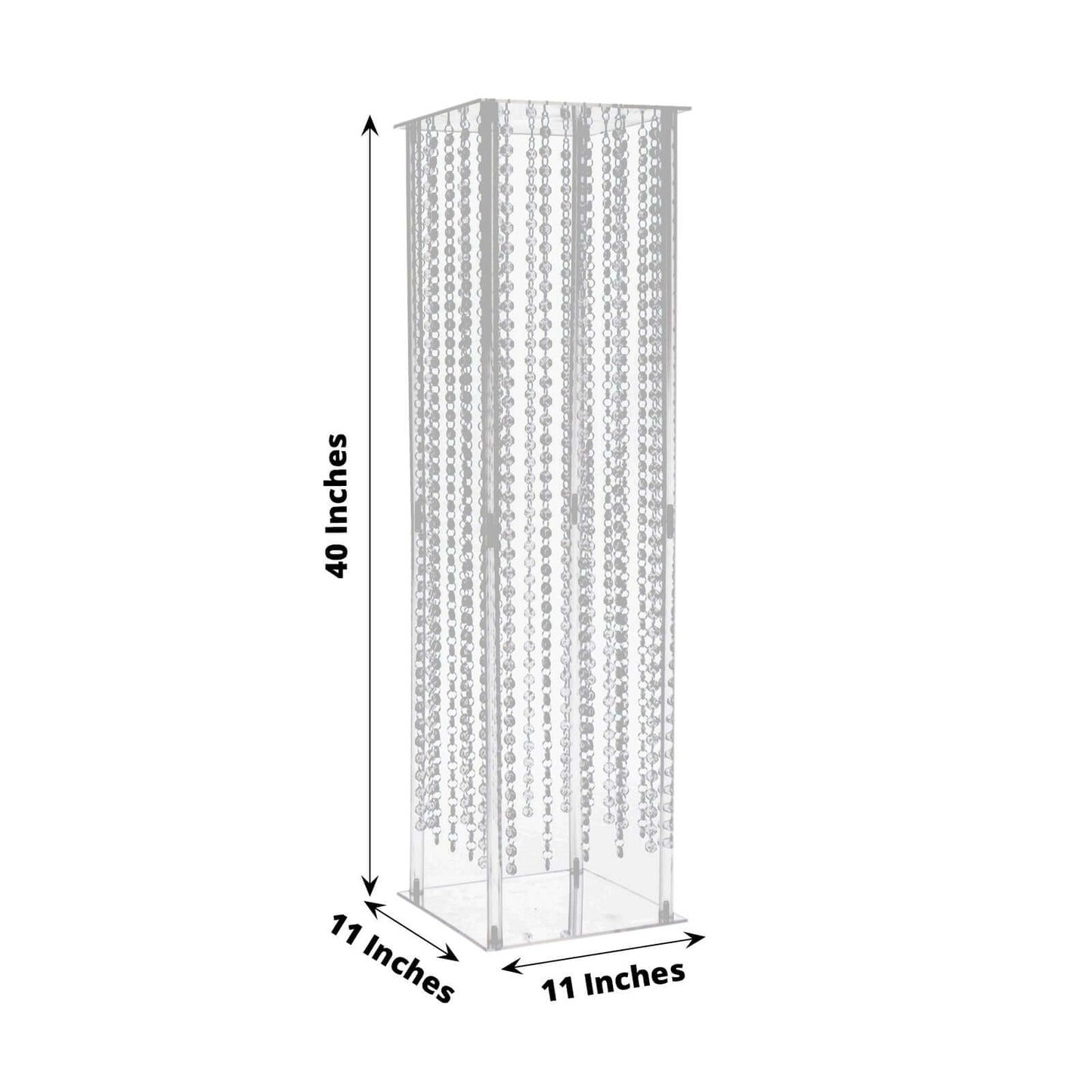 Acrylic Flower Pedestal Vase Pillar Stand with Crystal Beads Clear - Stylish Wedding Floor Centerpiece 40"