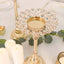 Set of 3 Metal Votive Candle Holders Crystal Beaded Design Gold - Tea Light Centerpieces 11", 13", 15"