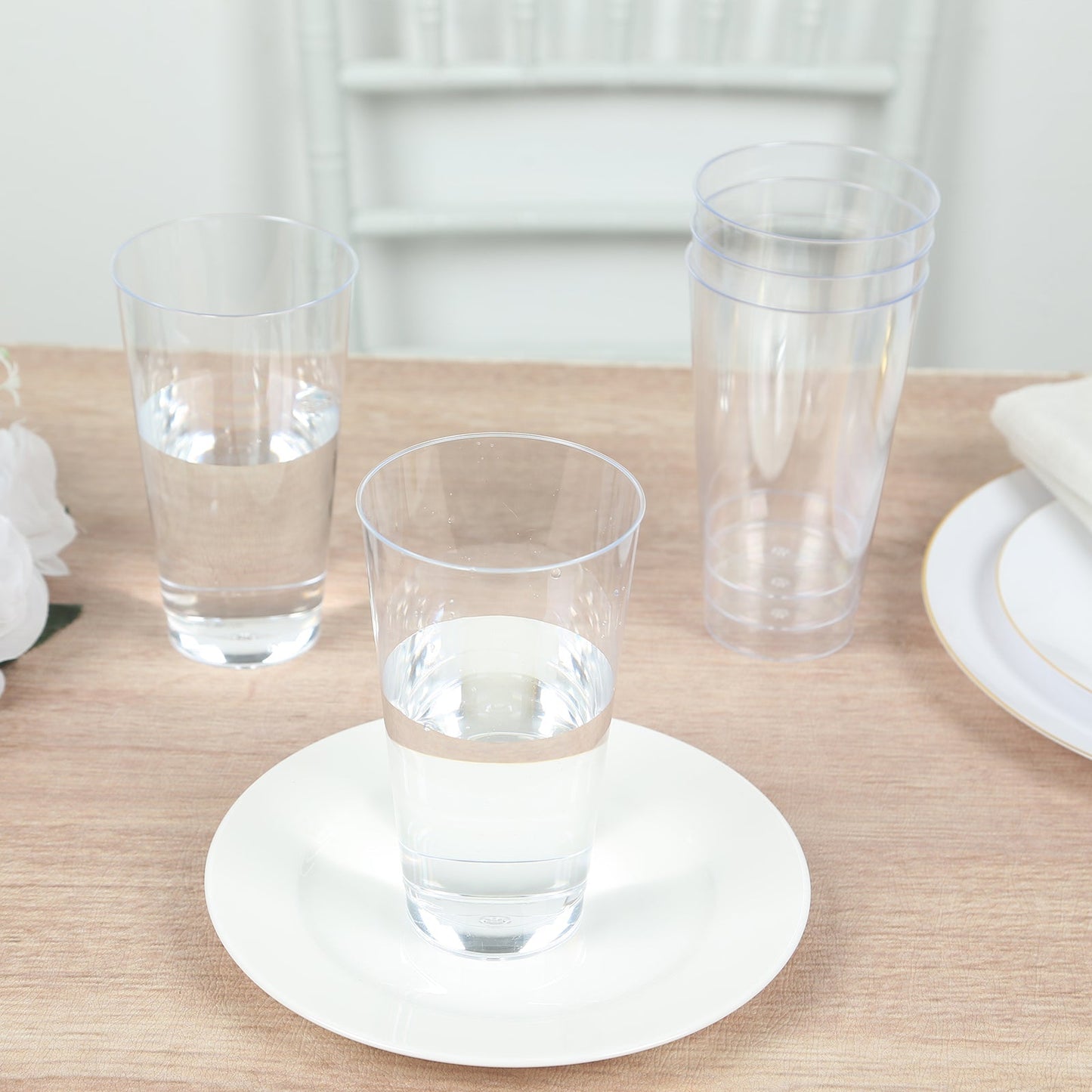 12-Pack Plastic Party Cups Clear - Durable Disposable Tumblers for Drinks 17oz 5.5"