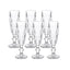 6-Pack Champagne Flute Glasses Clear Textured Crystal Cut Design - Chic Wine Goblets for Parties & Events 6oz 8"