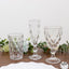 6-Pack Wine Glasses Clear Embossed Crystal Cut Design Stemmed - Goblets for Parties & Events 12oz 7"